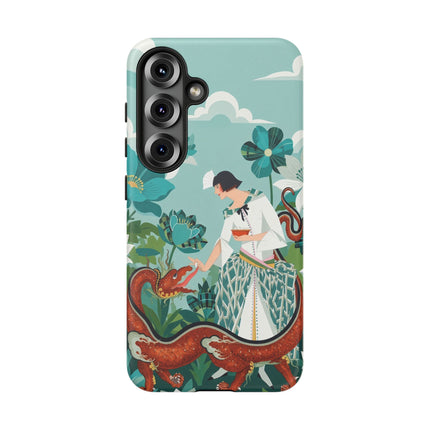 🐉🌿 The Dragon Keeper Phone Case – Art Deco Floral Fantasy