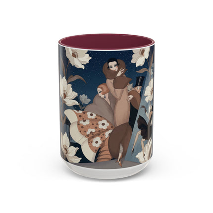 🌸✨ The Midnight Magnolia Masquerade Colorful Mug – Art Deco Nocturne