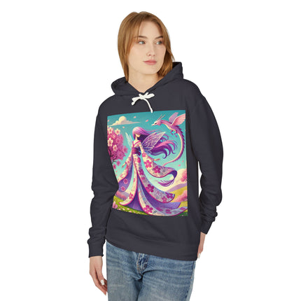 Petals in the Wind: The Kimono Fairy and the Sky Dragon Lightweight Hooded Sweatshirt