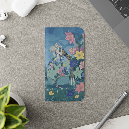 🌸💙 The Lovers In The Enchanted Garden Flip Case – Art Deco Floral Romance