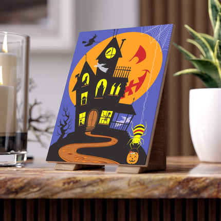 Halloween Night at the Haunted House Ceramic Tile