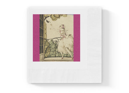 Sur talons rouges (On Red Heels) pl 02 by Gerda Wegener White Coined Napkins