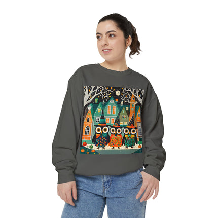 Night of the Trick-or-Treating Owlets Unisex Garment-Dyed Sweatshirt