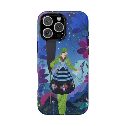 🌸🐦 The Lady Of The Midnight Bird Garden Phone Case – Art Deco Floral Fantasy