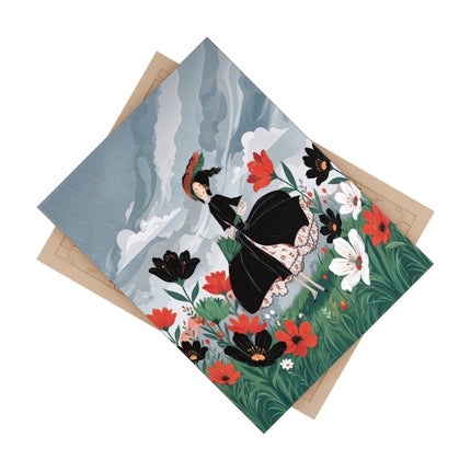 🌧️🌺 The Stormy Flower Walk Ceramic Tile – Art Deco Floral Fashion