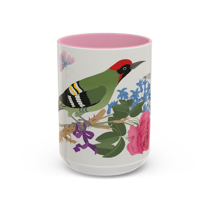 Woodpecker & Rose Colorful Mugs – Vibrant Spring & Bold Beauty