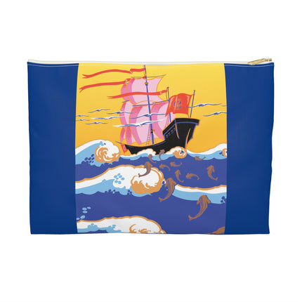 Golden Seas and Whimsical Dreams Accessory Pouch – Art Deco Nautical Design