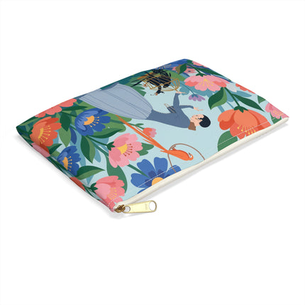 🦜🌺 The Lady Of The Garden Aviary Accessory Pouch – Art Deco Floral Whimsy