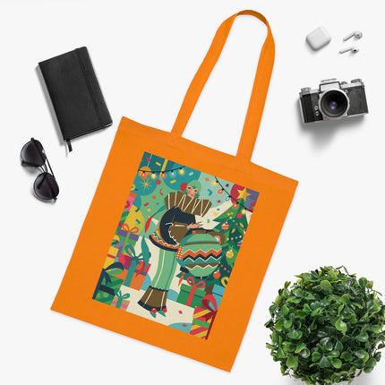 🎄🎁 The Lady Of The Christmas Ornament Cotton Tote Bag – Art Deco Holiday Fantasy