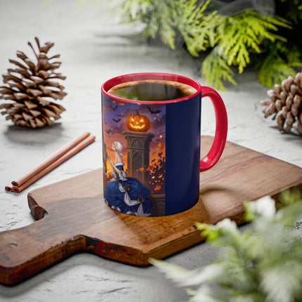 🎃💙 The Pumpkin Lantern Courtship Colorful Mug – Romantic Halloween Elegance