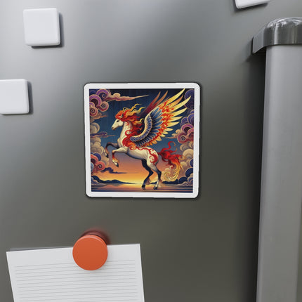 Flame-Winged Horse at Sunset Die-Cut Magnets (4 Sizes)