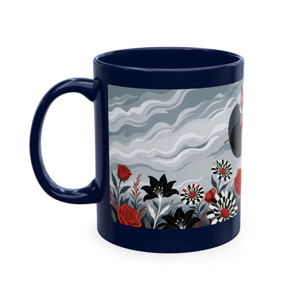 ☂️🌹 The Lady In The Windy Rose Garden Ceramic Mug – Art Deco Fashion Whimsy