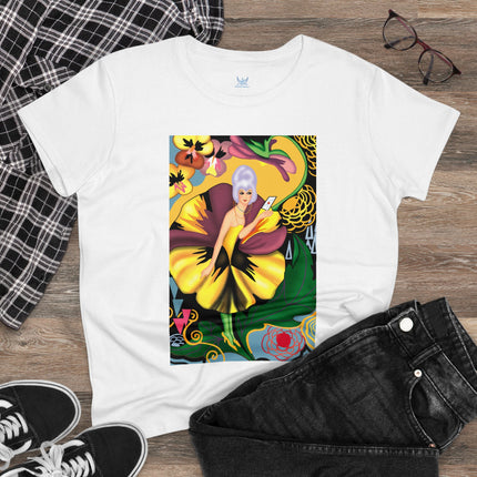 Women's Enchanted Pansy Print Midweight Cotton Tee