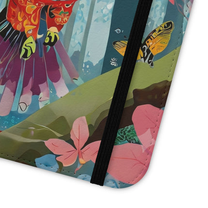 🦖🦋 Colorful Raptor Flip Case – Butterfly Wonder & Forest Adventure