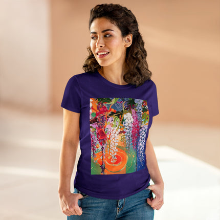 Women's Golden Wisteria Print Midweight Cotton Tee