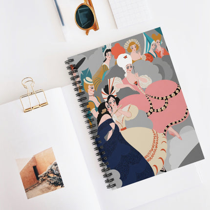 Celestial Masquerade Spiral Notebook – Theatrical Elegance & Whimsical Clouds