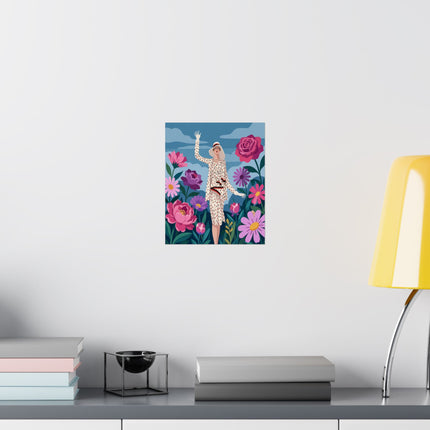 🌸👒 The Lady Of The Grand Flower Garden Matte Vertical Poster – Art Deco Fashion Illustration