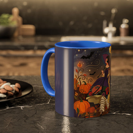🌙🎃 The Moonlit Garden Walk Colorful Mug – Elegant Halloween Charm