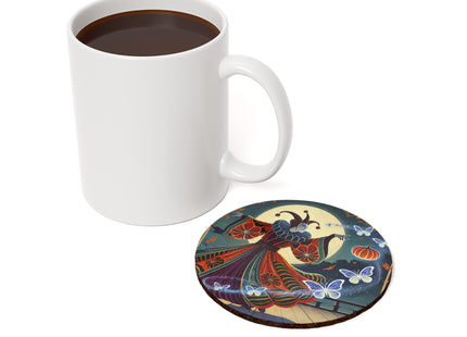 Court Magician with Ghost Butterflies Cork Back Coaster