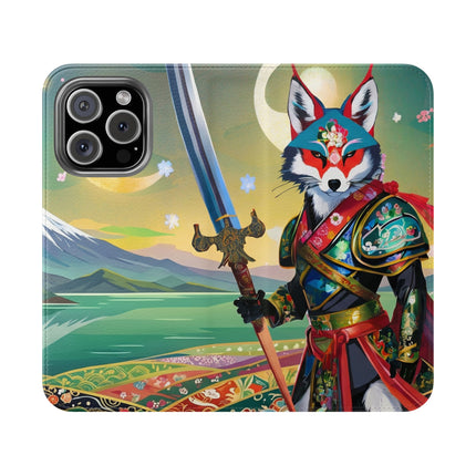 🐕⚔️ Cyberpunk Samurai Dog Flip Case – Futuristic Honor & Kitsune Spirit