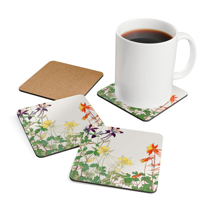 Aquilegia Flowers by Tanigami Kônan Corkwood Coaster Set