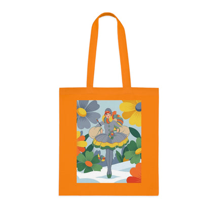 🌼❄️ The Winter Flower Wanderer Cotton Tote Bag – Colorful Winter Fantasy
