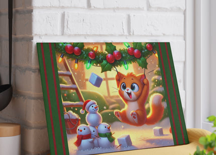 Naughty or Nice Kitten Christmas Glass Cutting Board