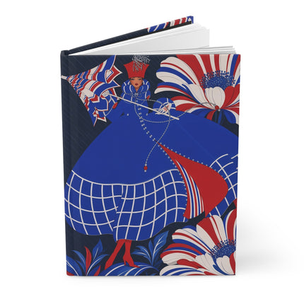 💙🌺 The Lady Of The Royal Blossom Garden Hardcover Journal – Art Deco Floral Splendor