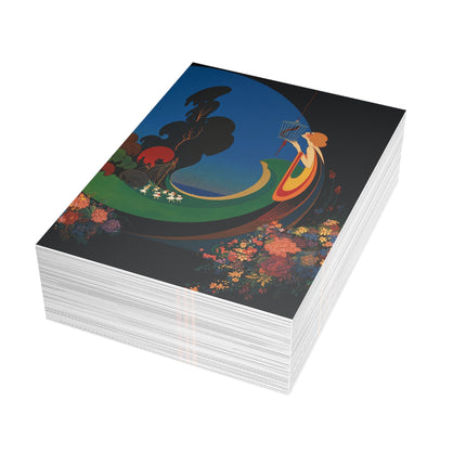 🐦🌺 The Lady Of The Enchanted Bird Garden Postcard Bundles – Art Deco Floral Fantasy