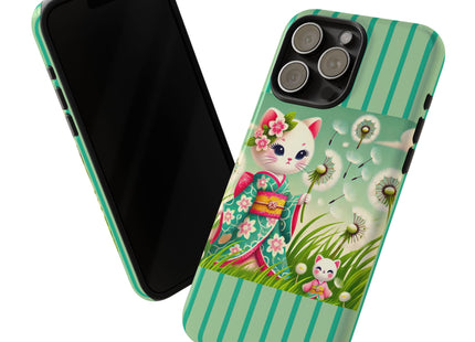 Geisha Kitten and the Dandelion Phone Cases
