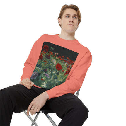 Poppies (A Study of Poppies for Carnation, Lily, Lily, Rose) by John Singer Sargent Unisex Garment-Dyed Sweatshirt