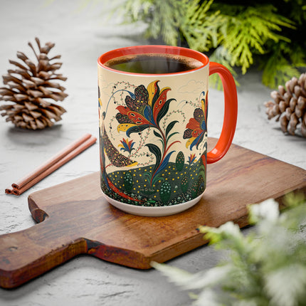 🌺🦋 The Enchanted Floral Voyage Colorful Mug – Art Deco Botanical Whimsy