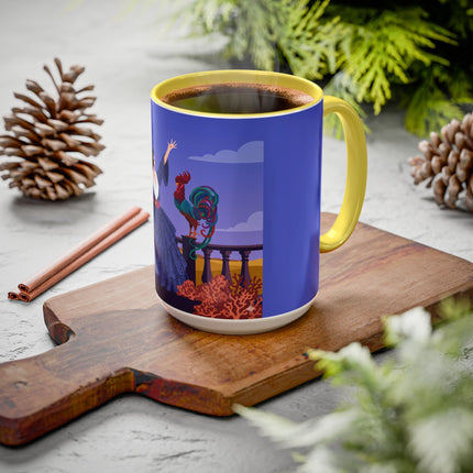 The Dawn Serenade Colorful Mug (11oz, 15oz) – Rooster Beauty, Morning Charm & Art Deco Elegance