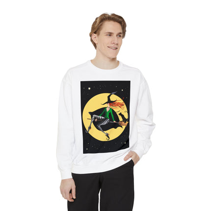 A Witch’s Moonlit Flight Unisex Garment-Dyed Sweatshirt