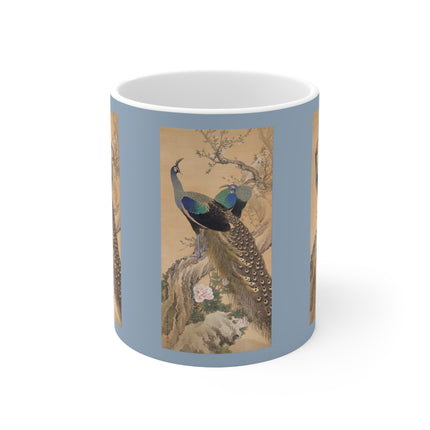 A Pair of Peacocks in Spring by Imao Keinen Ceramic Mug 11oz