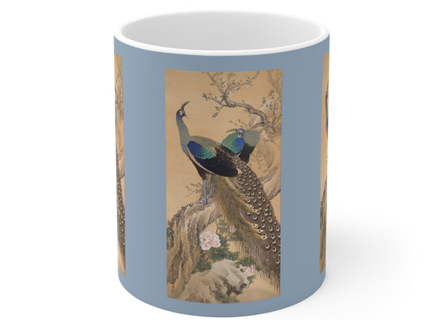 A Pair of Peacocks in Spring by Imao Keinen Ceramic Mug 11oz