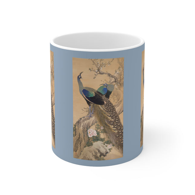 A Pair of Peacocks in Spring by Imao Keinen Ceramic Mug 11oz