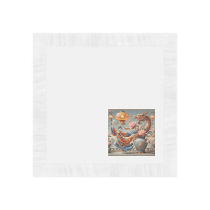 Golden Dragon & Lantern Lady White Coined Napkins – Imperial Dragon & Elegant Harmony