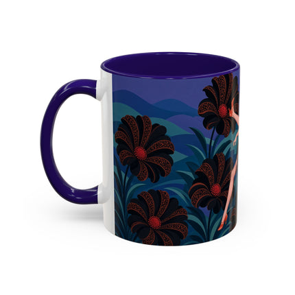 🖤🌺 The Midnight Floral Acrobat Colorful Mug – Art Deco Fashion Whimsy