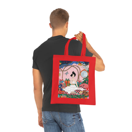 🎄🌹 Christmas Morning In The Rose Parlor Cotton Tote Bag – Art Deco Holiday Romance