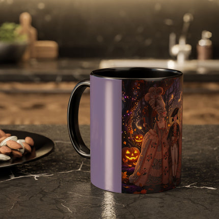 🎃🌙 The Midnight Court Of Pumpkin Grove Colorful Mug – Elegant Halloween Masquerade