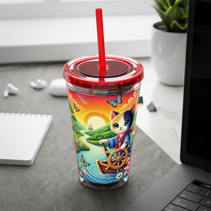 Sailor Kitten’s River Adventure Sunsplash Tumbler with Straw, 16oz