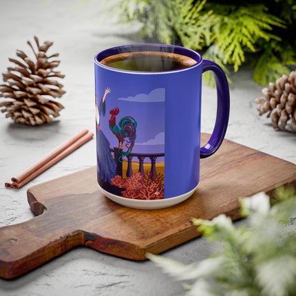 The Dawn Serenade Colorful Mug (11oz, 15oz) – Rooster Beauty, Morning Charm & Art Deco Elegance