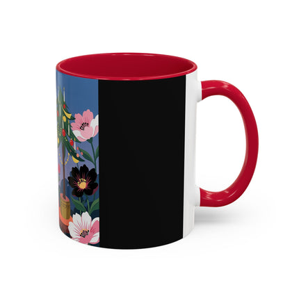🌹🎄 The Lady Of The Candlelit Rose Tree Colorful Mug – Art Deco Christmas Garden