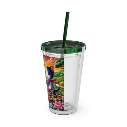 Sailor Kitten’s River Adventure Sunsplash Tumbler with Straw, 16oz