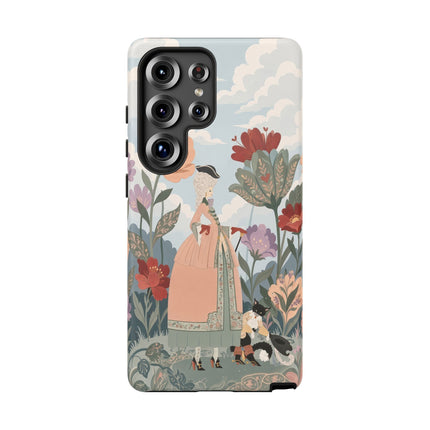 🌹🐈 The Lady And Puss In Boots Phone Case – Art Deco Floral Whimsy