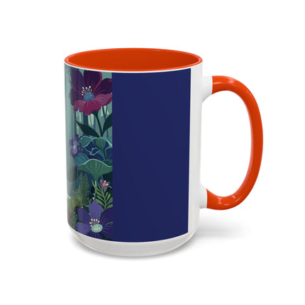 The Lady Of The Moonlit Fountain Colorful Mugs – Art Deco Botanical Serenity