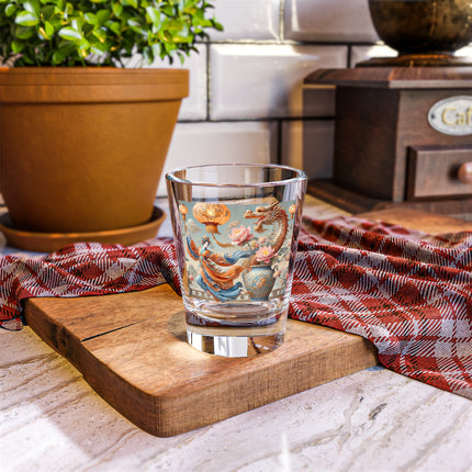 Golden Dragon & Lantern Lady Shot Glass – Imperial Dragon & Elegant Harmony