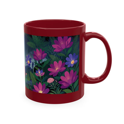 🌙🌺 The Lady Of The Midnight Flower Garden Ceramic Mug – Art Deco Floral Elegance