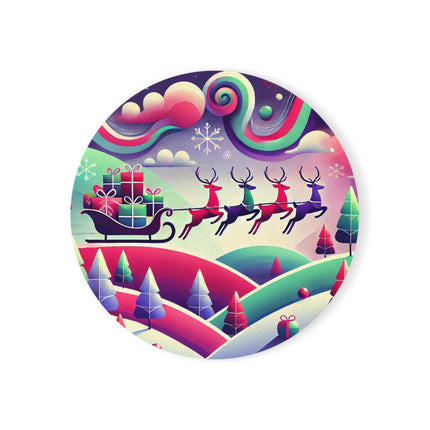 Festive Reindeer Flight Cork Back Coaster